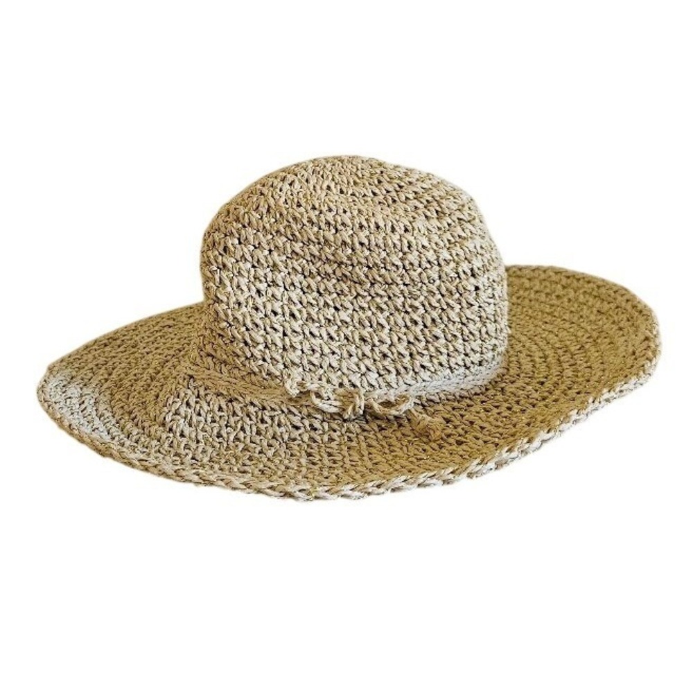 Baby Gap Kids Straw Sun Hat Tan Gold Beach Summer Floppy Brim S/M 2-3 Years